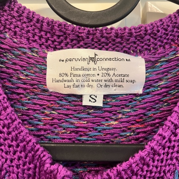 Vintage Peruvian Connection Purple Knit Sweater/Cardigan - Picture 3 of 9